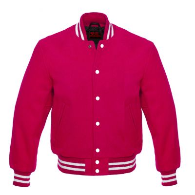 Varsity Classic jacket Hot Pink-White trims